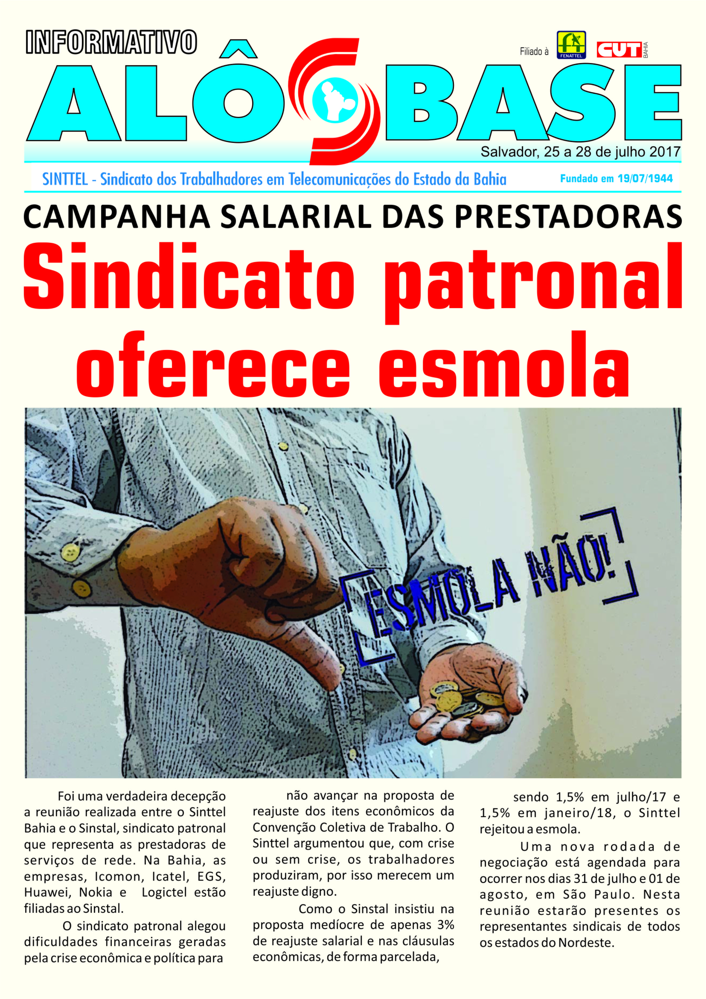 CAMPANHA SALARIAL DAS PRESTADORAS - Sindicato patronal oferece esmola